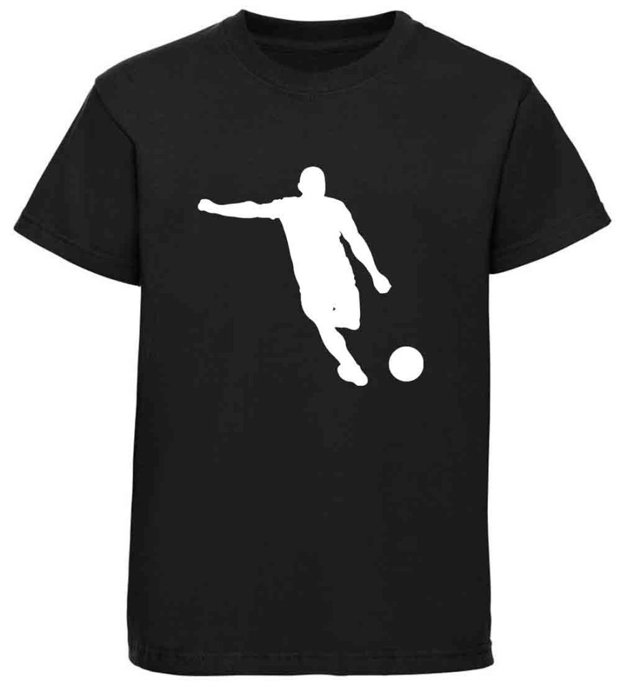 Kids Soccer T-Shirt Shooting Footballer Silhouette